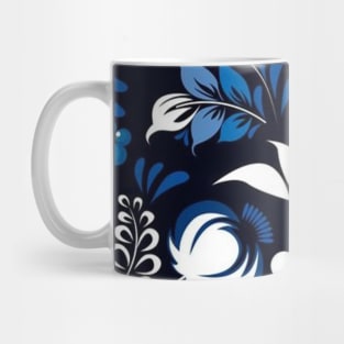 Blue Folk Flower Pattern Mug